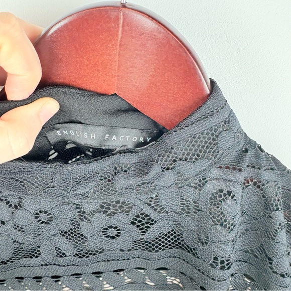 English Factory Top Black Floral Lace Victorian Bell Sleeves Blouse Dainty Sz S* - Picture 9 of 11